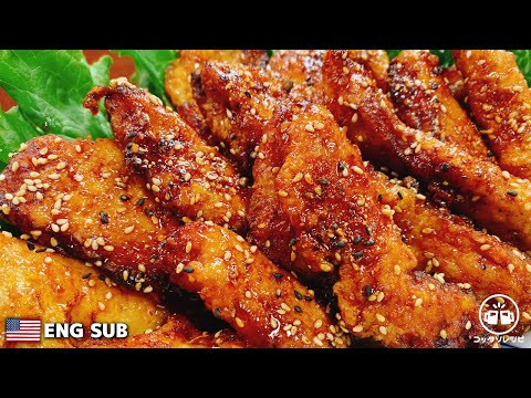 漬けて焼くだけで驚くほど超旨い！柔らかジューシー♪鶏むねの『サクサク甘辛チキンスティック』筋肉飯／おつまみ／ダイエット／低糖質／おかず／弁当