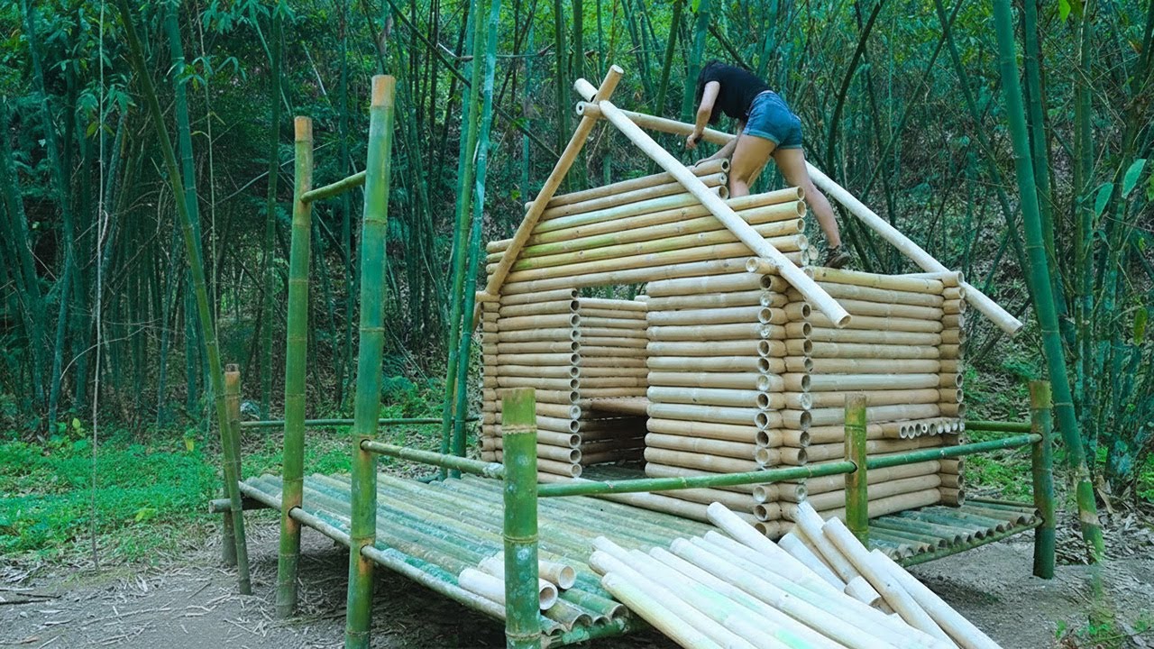 TIMELAPSE - I Built a Bamboo House in the Tropical Rainforest