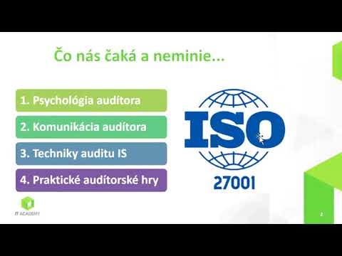 Online kurz ISO 27001 - Interný Audítor - Ukážka - Ciele, Dokumenty, Dostupnosť, Role, PDCA, Riziko
