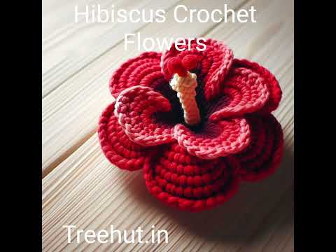 Hibiscus Crochet Flowers, Cotton crochet flower applique and motifs