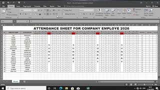 How to make Attendance Sheet 2026 in Ms excel|Complete Guide with example|