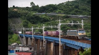 早朝の石橋を往くEF66 26牽引 5056レ