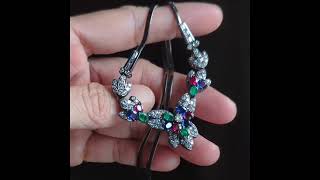 Gem Gardener: Multi Gemstone Necklace Grey Gold 18k Vintage