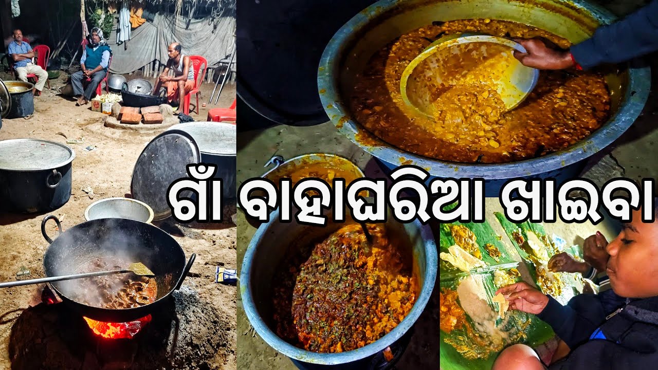 ଗାଁ ବାହାଘରିଆ ଖାଇବା 😋 l Mutton, chicken, fish ghanta, Kobi paneer l Gouranga Nayak Odia Vlogs l Bhoji