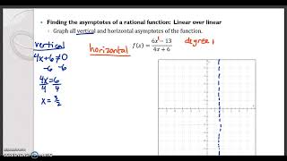Finding the asymptotes of a rational function: Linear over linear