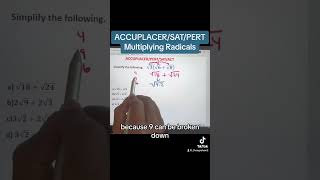 ACCUPLACER(SAT): Multiplying and simplifying radicals. Math made easy by Professor G! #fyp #sat #act