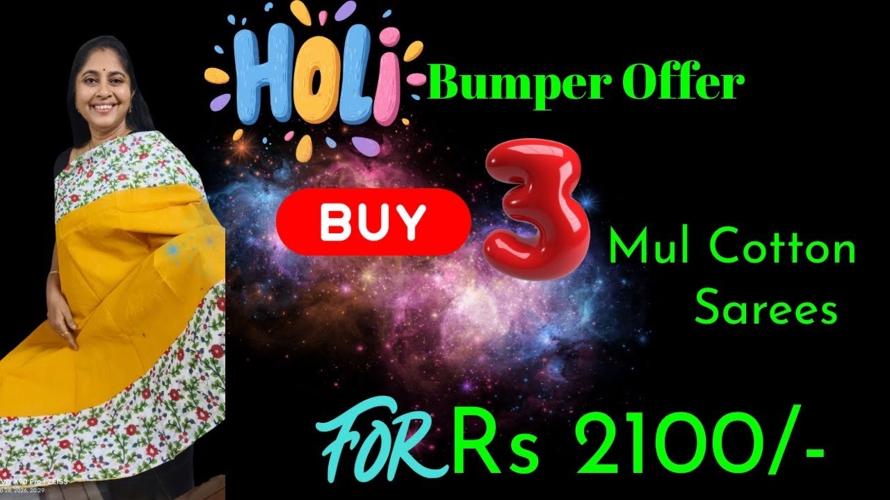 Buy 3 mul cotton Sarees for 2100/- only | HOLI OFFER | #video #explore #trending #best #yt #viral 