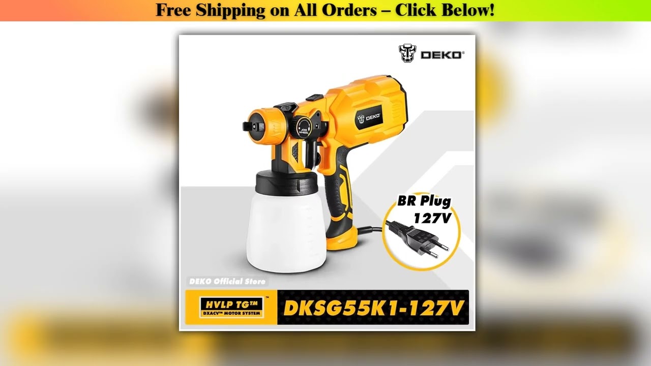 New BR Plug DEKO 127V HVLP Handheld Spray Gun DIY Easy Spraying High Power Electric Paint Sprayer f
