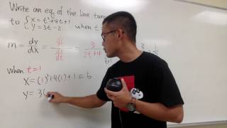 Equation of the tangent line on a parametric curve