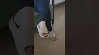 Shoe play #candid #sandals #rednails