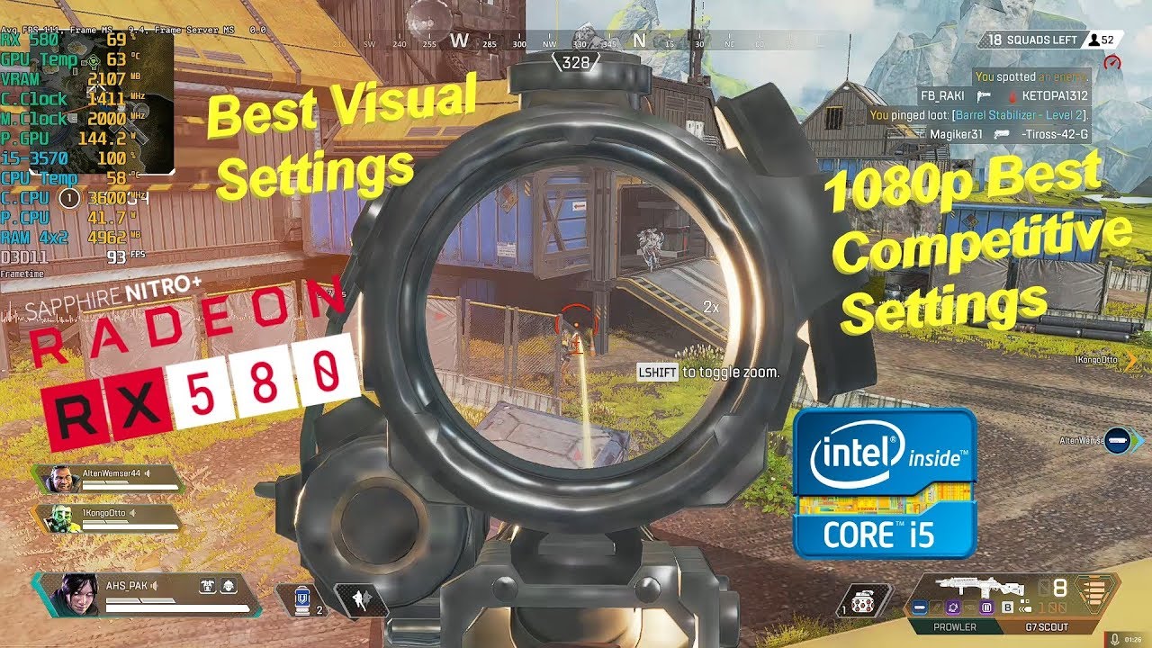 Apex Legends RX 580 + i53570 1080p Best Competitive Settings??? YouTube