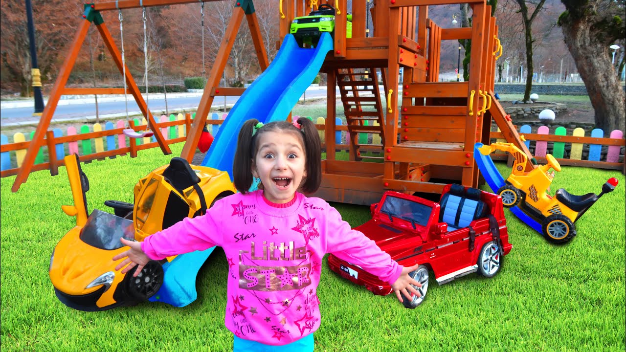 Fatima Pretend Play With Colorful Super Cars And Tractor