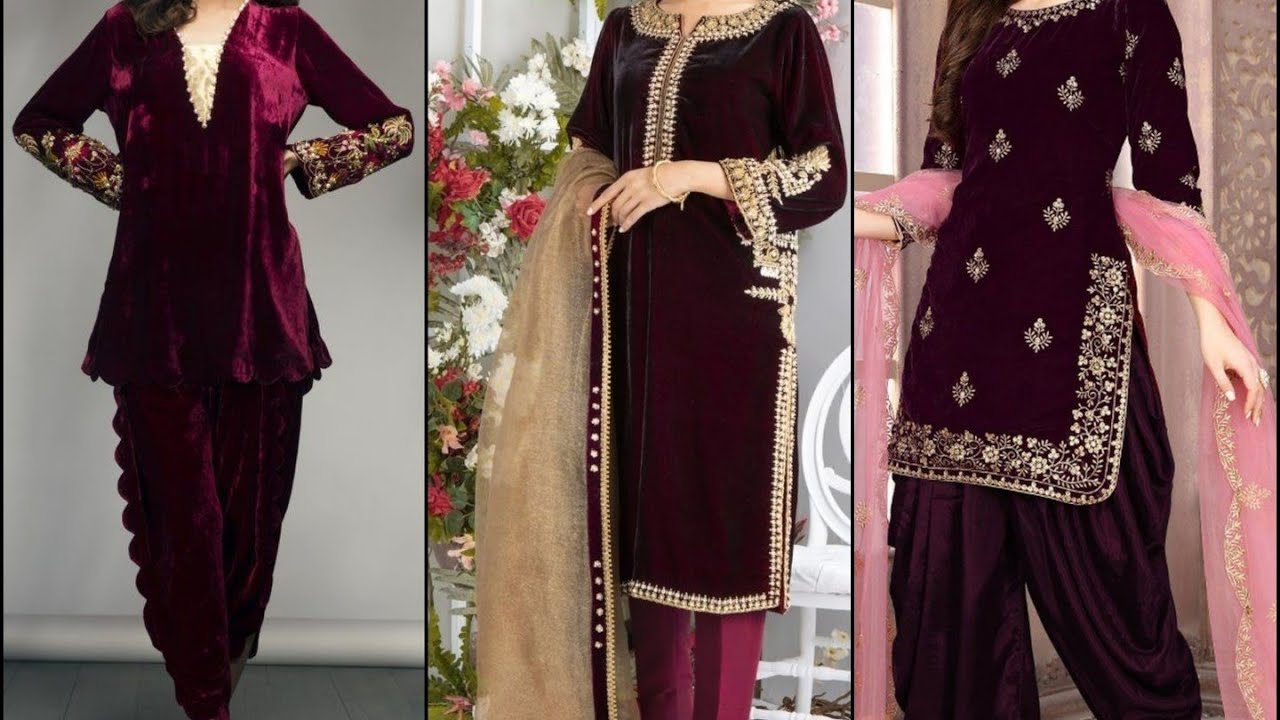 Maroon Velvet Dress Designs 2021 | Dynasty Fashion - YouTube