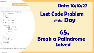 1328 || Break a Palindrome || C++ || Leetcode Daily Challenge