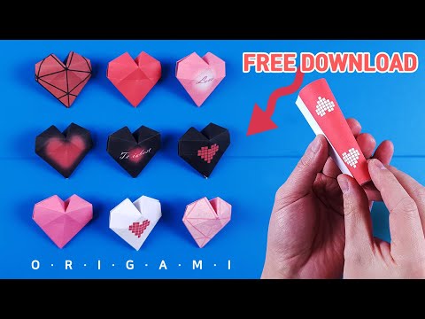 Inima din hartie 3D || Inima Origami || Paper Heart  || Origami Design Template free download