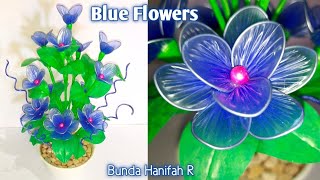 Blue Flowers Making With recycles Plastic Bag ll Bunga plastik handmade by Bunda Hanifah R