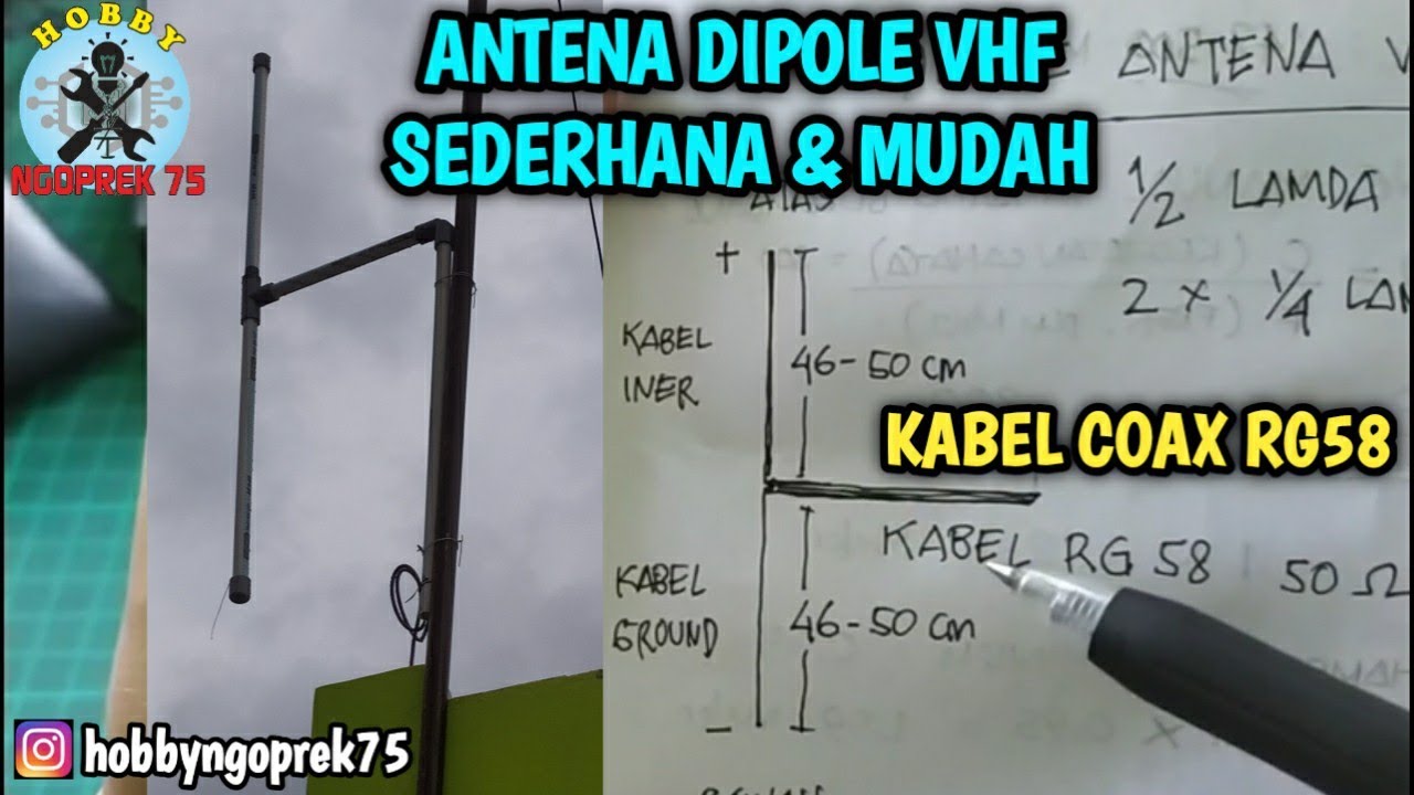 CARA MEMBUAT ANTENA DIPOLE VHF, SEDERHANA DAN MUDAH PAKE KABEL COAX RG58