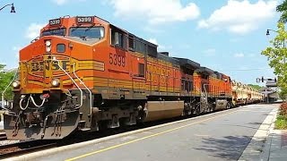 Bnsf D9-44Cws 5399 And 4079 Lead Csx W865-12 Killer K3L Horn And Black Smoke Action Fayetteville, Nc