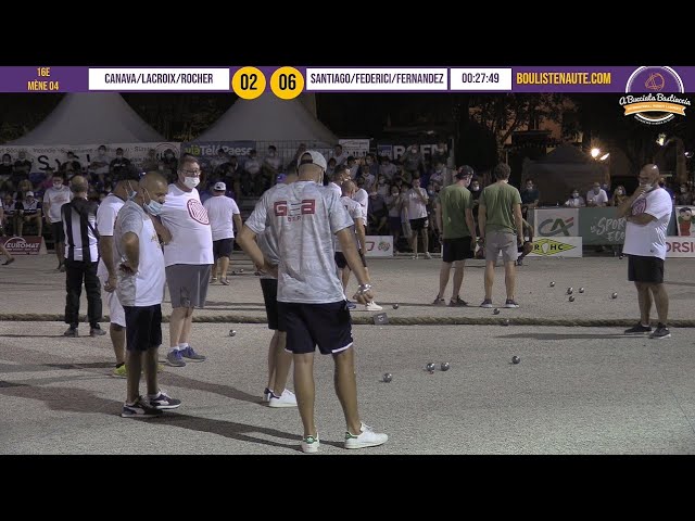 Miniature : SANTIAGO VS. ROCHER/LACROIX/CANAVA en 16e : International à pétanque de Bastia août 2020