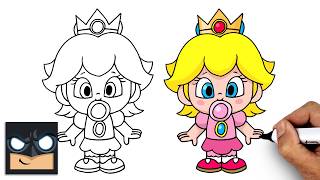 how draw baby peach super mario