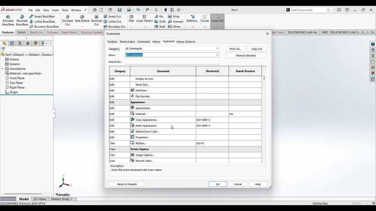 How to Add Shortcuts keyboard keys in solidworks