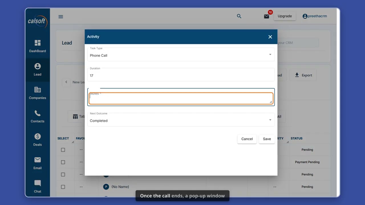 How to Make a Call to a Lead from the Lead Details Page | Calsoft CRM Tutorial