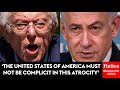 Just in bernie sanders slams netanyahu demands suspension of aid until israel wit.raws from gaza