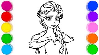 Frozen Elsa Easy and Beautiful drawing easy with colours