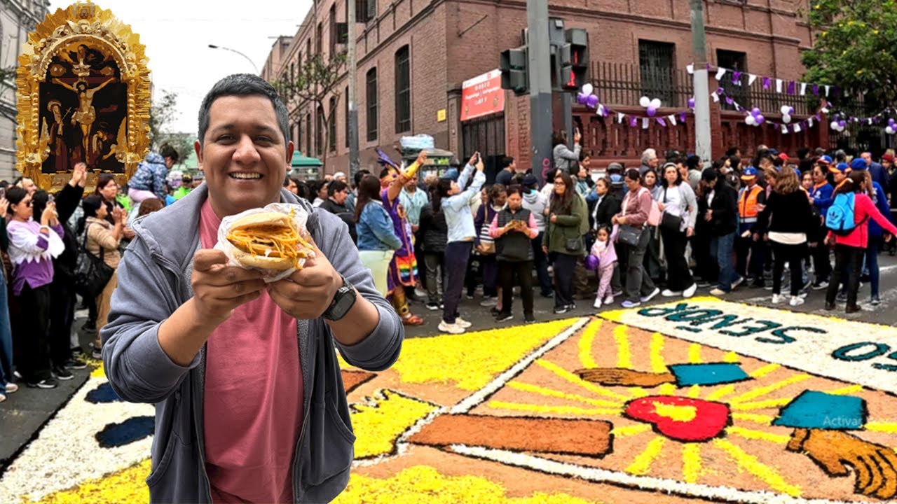 LA COMIDA CALLEJERA del SEÑOR de los MILAGROS 😱💜 Probé de TODO entre FE y SABOR 🔥