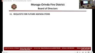 November 19, 2025 Regular Meeting of the Moraga-Orinda Fire Protection District Board of Directors