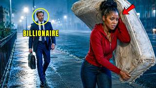 Billionaire Sees Black Single Mom Carrying Mattress at Midnight — Falls Silent Where She's Headed