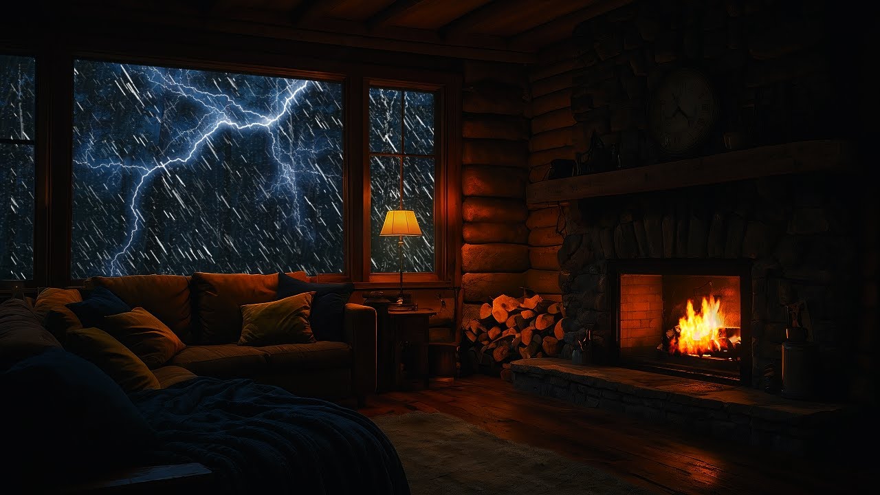 Heavy Rain, Thunder & Fireplace Sounds 🌧🔥 | Ultimate Cozy Ambience for ...