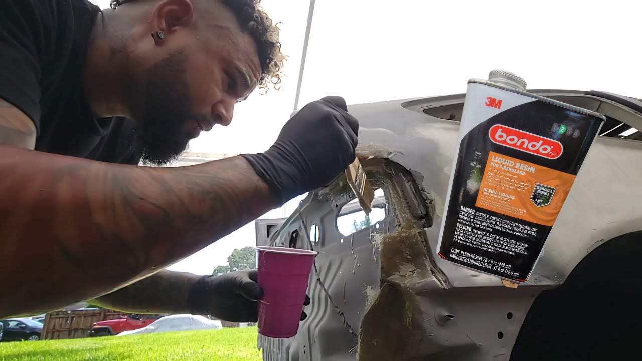 CRX Restoration pt 35- Fiberglass on Passenger Rear Corner - YouTube