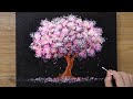 Peinture darbre de fleur de cerisier rose  coton tampons technique de peinture  480