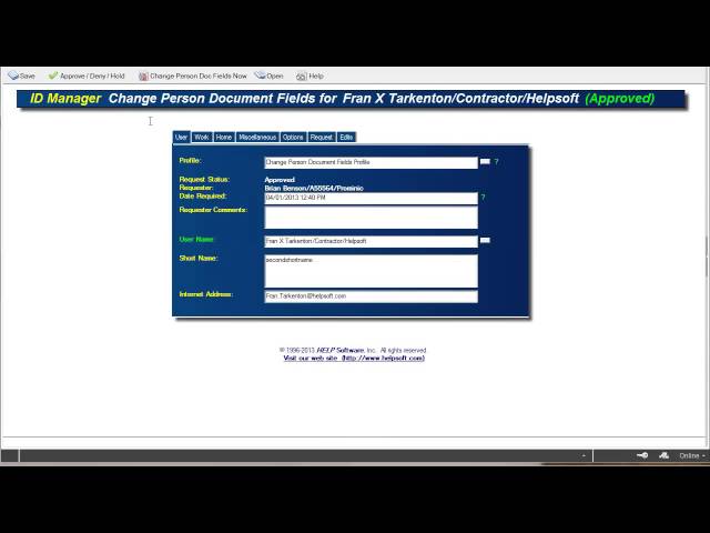 Changing A User's Person Document With HELP Software's ID Manager