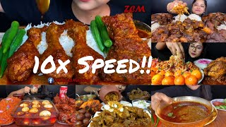 10X Speed Eating Compilation. Lots Of Mutton Chicken Eating Asmr. -Bites Eaters