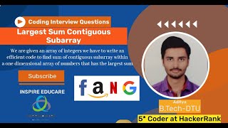 Coding Interview Questions || Array || Largest Sum Contiguous Subarray || Amazon Interview Questions