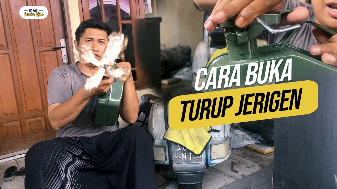 cara buka turup jerigen untuk touring vespa klasik
