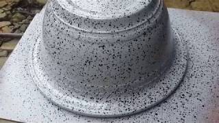 Cách sơn giả đá cho chậu xi măng tròn? Bonsai pot with rock-liked paint