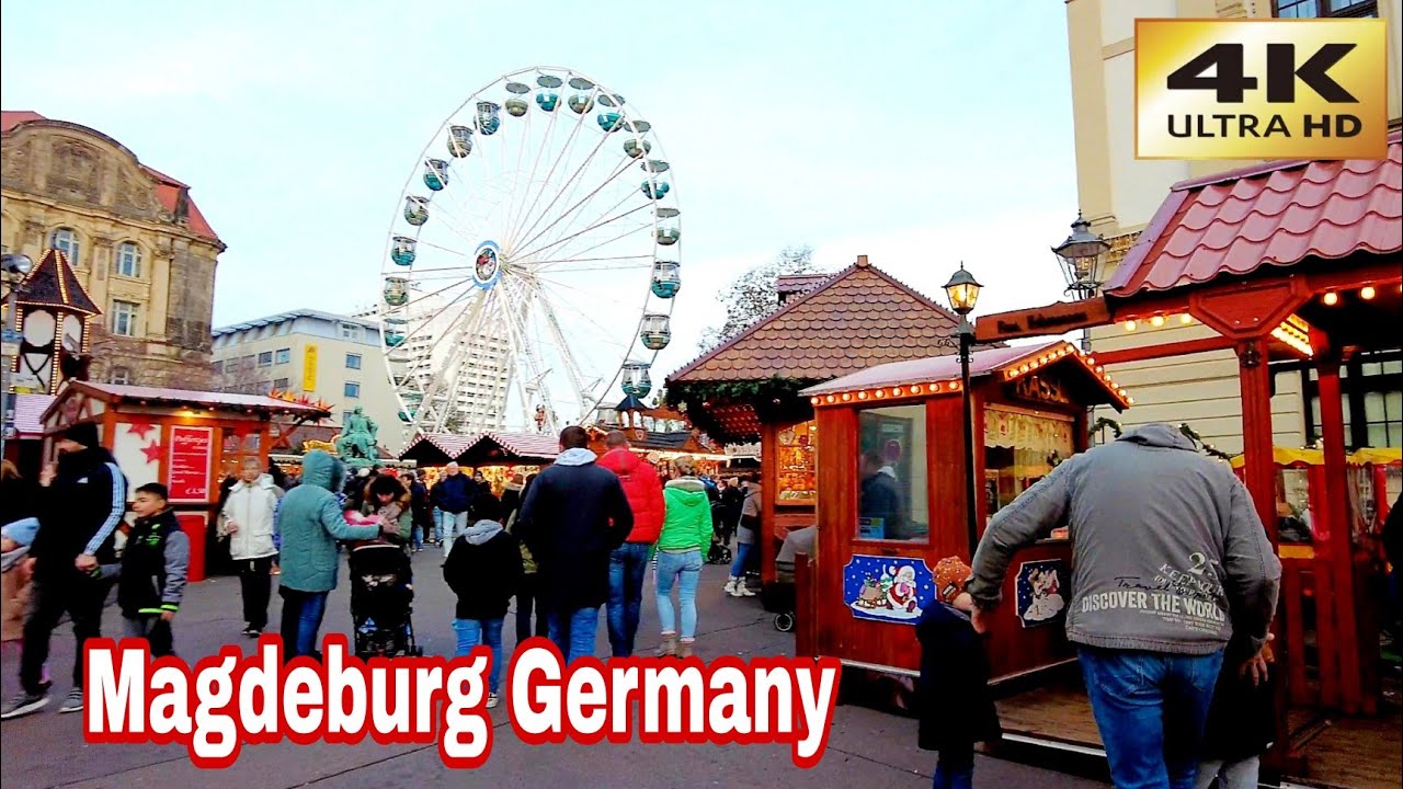 Magdeburg Germany 🇩🇪 - December 2023 - Magdeburg Weihnachtsmarkt, Walking Tour Magdeburg 4K