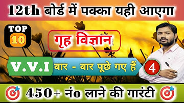 Class 12th Home Science गृह विज्ञान V.V.I Objective Questions 2024 | Inter Art