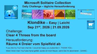 Solitaire Daily Challenges | Klondike - Easy | Sep 21st, 2026