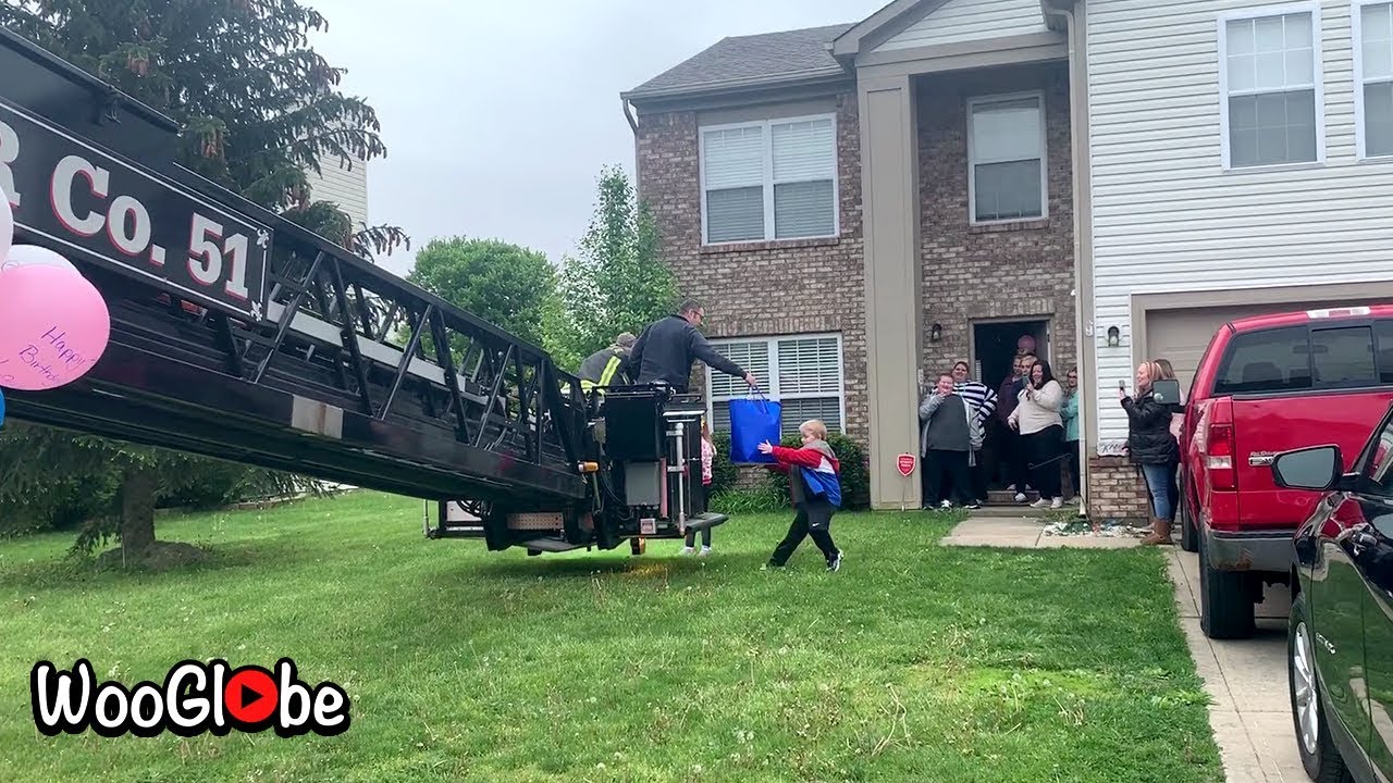 Firefighters Bringing Birthday Presents For Kids Stuck At Home || Quarantine Birthday Parade