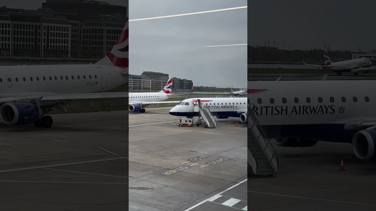 British Airways E190 Touchdown At London City Airport.