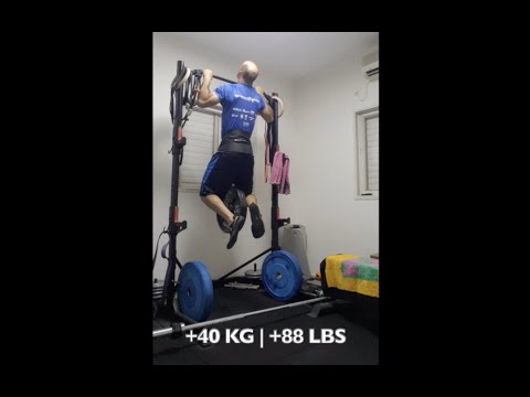 Weighted Pull-Ups - 40 KG x 4 reps | 88 LBS x 4 reps - at bodyweight of 77 KG - NEW PR