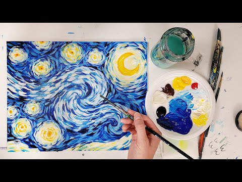 Acrylic Painting For Beginners Impressionism The Starry Night Van Gogh Cropped 