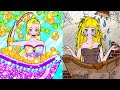 Paper Dolls Dress Up - Rich Rapunzel vs Broke Rapunzel - Barbie Story &amp; Crafts
