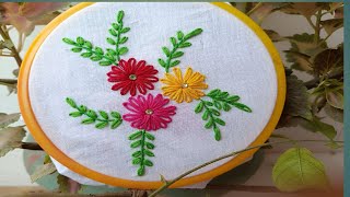 Easy Lazy Daisy flower embroidery