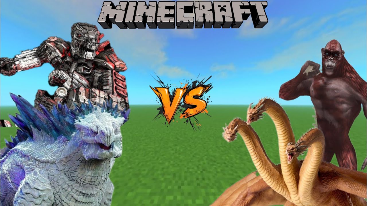 SHIMO and MECHA GODZILLA vs SKAR KING and GHIDORAH IN MINECRAFT ❤️
