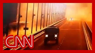 Surveillance footage captures large explosion on key bridge to Russian-annexed Crimea